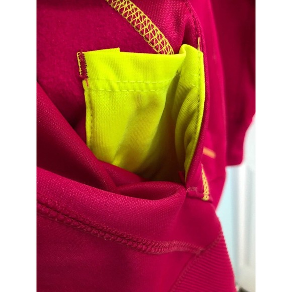 Reebok Womens Sweater Sz Medium Hot Pink Hoodie Pullover Neon Yellow Active Top - Picture 6 of 9